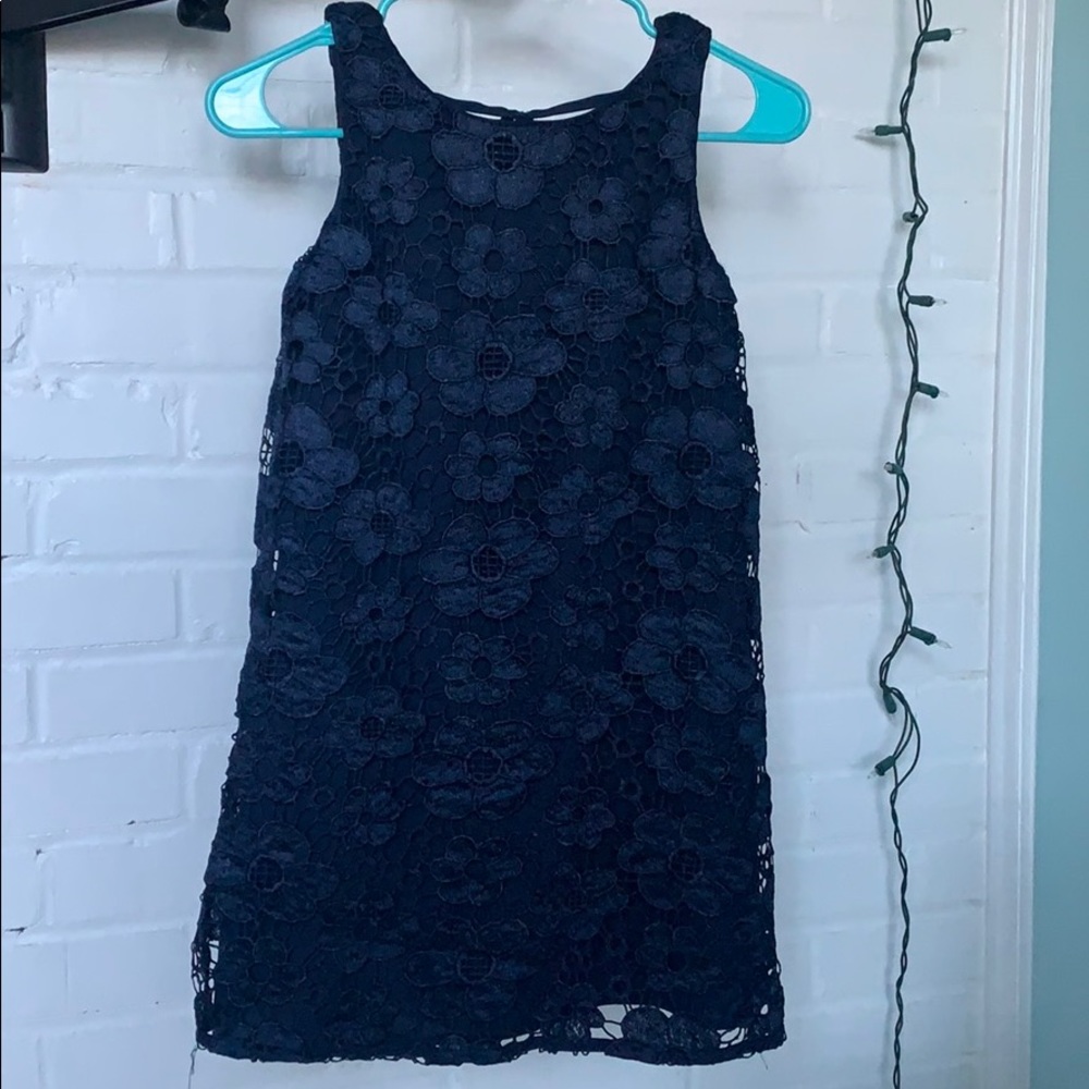 Children’s Floral Lace Navy Dress.